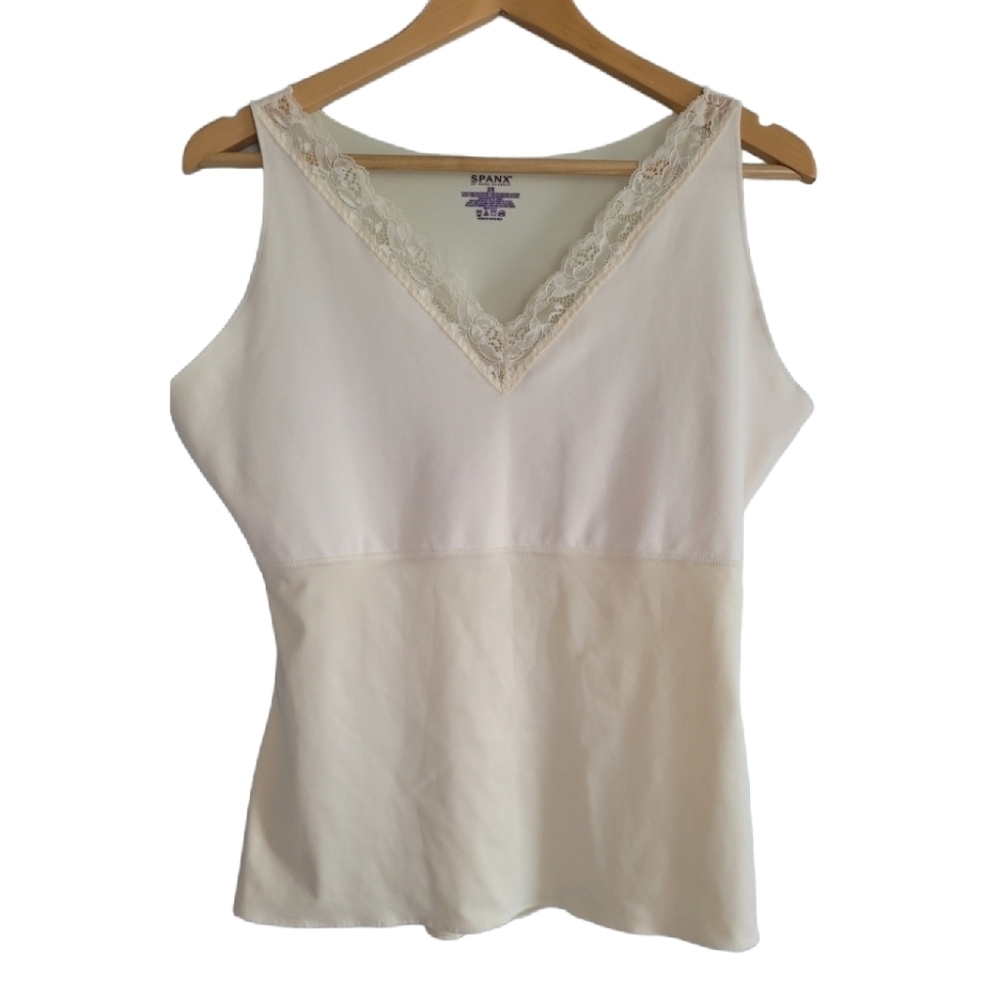 Spanx Cream Lace Trimmed V Neck Bodice Shaper Camisole Size 2X